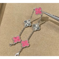 925 sterling silver rose powder laser clover bracelet