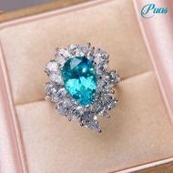 Blue Diamond Ring 6.5 ct Pear Shape High-Carbon Diamond Luxury Engagement Ring for Women