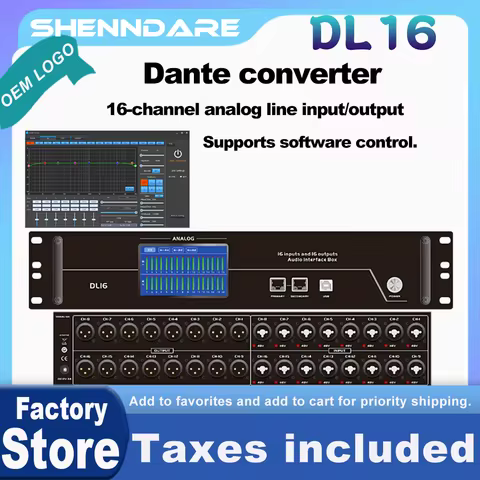 ShennDare DL16 Dante Box Audio Network Transmission Box 16-CH Analog Line Compatible With Dante Prot