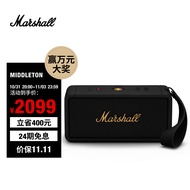 MARSHALL（马歇尔）MIDDLETON音箱便携式无线蓝牙家用户外防水音响  黑金色