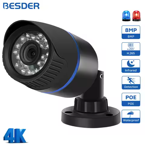 BESDER 4K 8MP 5MP HD H.265 IP Camera 3MP 1080P P2P AI Motion Detection IR Night Vision 48V POE Video