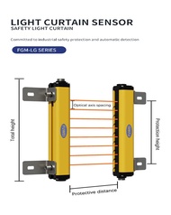 เซ็นเซอร์แสงแบบม่าน FGM-LG1620-L1NO-5 ระยะตรวจจับ 10 มม. ระยะห่างลำแสง 8 12 16 มม. สำหรับงานอุตสาหกร