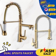 304 Kitchen Faucet Stainless Steel Faucet Mixer Tap Brass Gold Double Faucet Sink Faucet Hot and Col