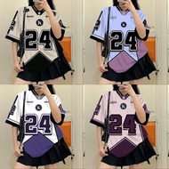 【Free Custom Name & Number】NFL Edition Jersey NO.24 Baju Tshirt Lelaki Lengan Pendek Retro Collar Fu