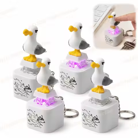 Seagull Mine Keychain, USB Clicky Keyboard Fidget Button, LED Sound Keychain