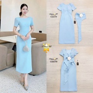 ชุดคุณภาพดี💯ตรงปก✨ร้านนี้มีพร้อมส่งเลย✅ไม่ต้องเช็ค*ส่งไว💐 เดรส ชุดออกงานสี​ ขาว​ ชมพู​ ฟ้า​ rattana​