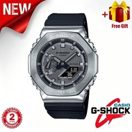 【2‑Year Warranty】100% Original Casio G‑Shock GA‑2100 GM‑2100 Jam Tangan Lelaki Silver‑Black Resin St