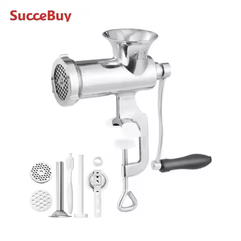 SucceBuy Manual Meat Grinder 304 Stainless Steel Hand Meat Grinder with Steel Table Clamp Meat Mince