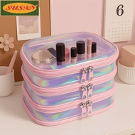 SUSANS Transparent Zipper Hard Bag, Stack Combination Drawer Type Transparent Laser Storage Box, Mul