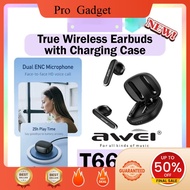Awei T66 ENC Bluetooth Earphone True Wireless Earbuds Noise Reduction T-66 Earphones Stereo Headphon