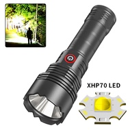 New XHP70 High Brightness Outdoor Aluminum Cup Fixed Focus Handheld Flashlight Type-C Charging Ultra