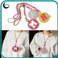APPEAR Mesh Pouch, Letter Printed with Lanyard Coin Purse,  Polyester Hanging Necklace with Lanyard