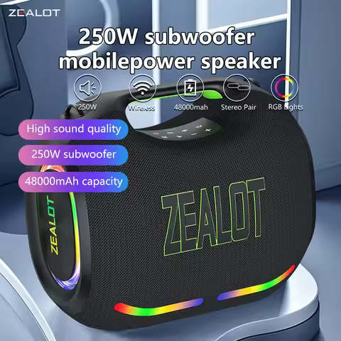 ZEALOT ZE21 250W Wireless Speaker With Carry Handle, TWS Dual Pairing, Fast Charging, 48000mAh Power