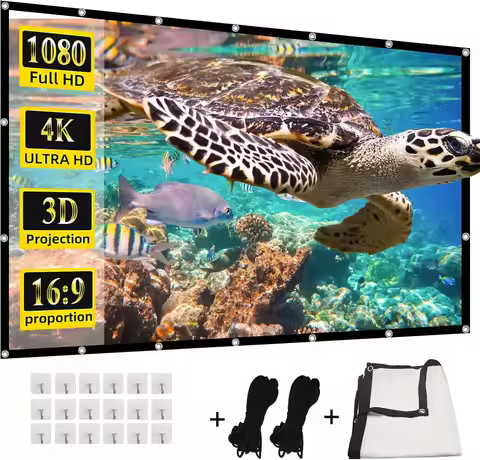 4K HD Rear Front Projector Screen Foldable Double-Sided Portable for Indoor Outdoor Home Theater Mov