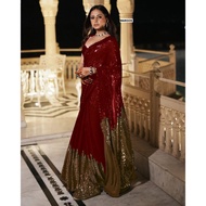 Glamorous Heavy Work Georgette Saree with Dual Sequins CPallu, Fancy Border & Silk Blouse