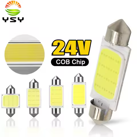 YSY 10pcs Truck LED 24V Auto Dome light Festoon COB 12 Chip 31mm 36mm 39mm 41mm C5W C10W Interior Li