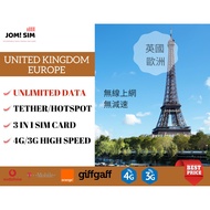UK EUROPE Travel Sim Card - UNLIMITED 4G HIGH SPEED DATA [10 / 14 / 15 DAYS] 🇬🇧🇪🇺