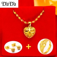 rantai leher emas 916 Gold original malaysia Necklace 999 Pure Gold Pendant Gift Bracelet + Ring Wed
