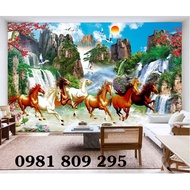 3d brick painting of eight horses, horses, 8 horses