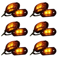 6X 12V / 24V 2 LED Side Marker Lights Lamp For Car Truck Trailer E-Marked Amber