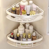 Batik Bathroom Toilet Double Layer Triangle Storage Rack Wall Mounted Punch-Free Corner Shower Shamp