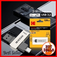Kodak K273 USB Flash Drive 3.2 Type-C OTG for Fast File Storage and Transfer