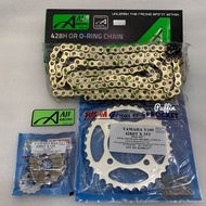 AJI+RKM LC135 Y125 RXZ Lagenda110 428H O-Ring/ Heavy Duty Chain RKM Stainless Steel Sprocket