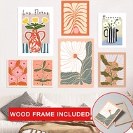 （With Frame) Abstract Floral Poster Love Flowers Canvas Drawing Flower Market Wall Art Bedroom Livin
