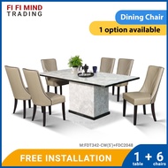 Quirine Marble Dining Set/ Marble Dining Table/ Meja Makan 6 Kerusi/ Meja Makan Marble/ Meja Makan Set