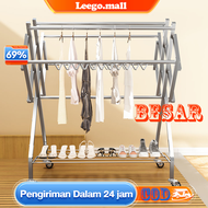 LG Jemuran Baju Stainless Jumbo Dengan Rak Sepatu Jemuran Baju 160CM Jemuran Pakaian Stainless Super