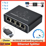 1000Mbps RJ45 Ethernet Splitter 1 to 4 Out Network Splitter with USB Power Cable RJ45 Internet Split