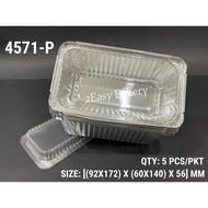 5 pcs 4571-P Aluminium Foil Tray with Lid / Foil Container / Rectangular Aluminium Tray [Ready Stock