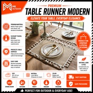 Burlap Cotton Linen Table Runner Modern Long Jute Woven Table Cover Mat for Festive Party Decoration