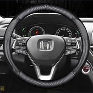 ฝาครอบพวงมาลัยลายคาร์บอนไฟเบอร์38ซม./15นิ้วเหมาะสำหรับ Honda Civic HR-V Accord ไฟรถยนต์ BRV MOBILIO CRV BRIO