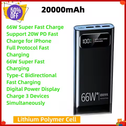 20000mAh Power Bank 120W/66W Super Fast Charge PD20W Bidirectional Portable Charger for IPhone Huawe