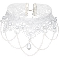 Lace Necklace Gothic Jewelry Accessories, Elegant Gothic Collar Necklace Women Halloween Cosplay