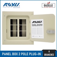 Royu Panel Box for 2-Pole Plug-In Breakers - 6 Branches