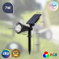 7W SOLAR LED OUTDOOR GARDEN LIGHT PATH LAWN LIGHTS LANDSCAPE LAMP SPOTLIGHT ROADSIDE COURTYARD GARAG