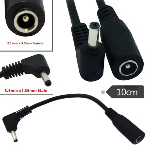DC adapter DC 5.5X2.1 female to 3.5x1.35MM male elbow adapter line 10CM