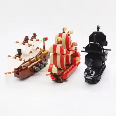Medieval Military Viking Ship Building Blocks Black Pearl Pirates Royal Navy Warship MOC Ship in a B