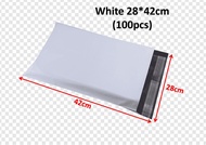 (±100pcs) 28x42cm White Courier Plastic Bag Parcel Flyer Shipping