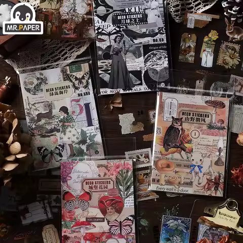 Mr.paper 4 Styles 20Pcs / Set Retro Plant Sticker Book Creative INS Style Hand Account Material Pape