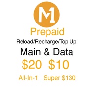 M1 Prepaid Reload/Recharge/Top Up Main&Data All-In-1 Super$130