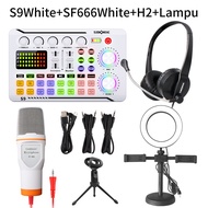 Siborie【COD】Paket Lengkap S9+SF666+H2+Lampu Set Sound Card Mic Headphone Pengiriman Cepat