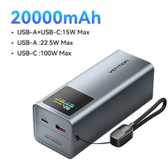Vention 20000mAh Powerbank PD 100W High Power Fast Charging with TFT Display for Laptop MacBook Pro 