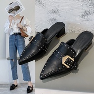 MANXIXI Women Fashion Beautiful Low Mid Heels 1.97 Inches Mules Sandals (Size 34-39)