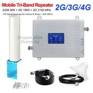 Mobile Tri-Band Repeater: GSM 900MHz + 4G 1800MHz + 3G 2100MHz Signal Booster