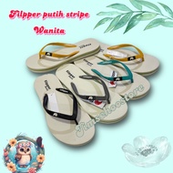 PUTIH Women's Flip Flops - Rubber Flip Flops FILPPER Sandals - Women's FILPPER Flip Flops BASIC White STRIPE