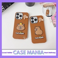 Vivo Y21T Y27s Y33s Y33T Y35 Y36 Y78 T1x Fon Sarung Lembut Kulit Leather Brown Cute Capybara 3D Chai