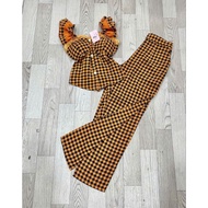 45-68 kg small-leg pants with bustier sleeves, mango fabric, padded top, pants with pockets